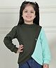 Mini & Ming Fleece Full Sleeves Colour Blocked Sweatshirt - Olive Green