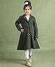 Mini & Ming Fleece Full Sleeves Solid Coat - Olive Green