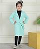 Mini & Ming Fleece Full Sleeves Solid Coat With Belt Tie Up - Turquoise Blue