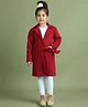 Mini & Ming Fleece Full Sleeves Solid Coat With Belt Tie Up - Maroon
