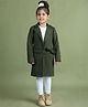 Mini & Ming Fleece Full Sleeves Solid Coat With Belt Tie Up - Olive Green