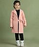 Mini & Ming Fleece Full Sleeves Solid Coat With Belt Tie Up - Peach