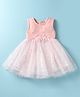 Mark & Mia Sleeveless Party Frock Style Onesie with Polka Dots Embroidery & Floral Applique - Peach
