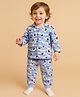 Babyoye Single Jersey Knit Full Length Co-ords Night Suit With Birds Print - Blue