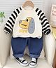 Googo Gaaga Cotton Knit Full Sleeves Light Winter Dog Printed Sweatshirt With Joggers Set - White