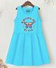 Trampoline Cotton Blend Sleeveless Butterfly Printed Dress - Light Blue