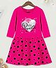 Trampoline Three Fourth Sleeves Polka Dots & Princess Text  Printed Dress - Pink