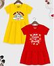 Trampoline Pack Of 2 Half Sleeves Rabbit & Queen Of Hearts Text Printed Dress - Yellow & Red