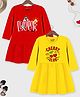 Trampoline Cotton Blend Pack Of 2 Three Fourth Sleeves Love & Cherry Club Text Printed Dresses - Yellow & Red