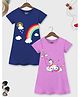 Trampoline Pack Of 2 Half Sleeves Unicorn & Rainbow Printed Dress - Purple & Blue