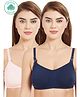 Inner Sense Organic Antimicrobial Feeding Bra With Removable Pads Pack of 2 - Multicolor