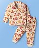 Babyoye 100% Cotton Knit Full Sleeves Night Suit With Mushroom Print - Cream
