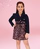 Cutecumber Full Sleeves Sequins Embellished Shirt Style Dress - Navy Blue
