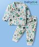 Babyoye 100% Cotton Single Jersey Knit Full Sleeves Co-ords Night suit With Tropical Theme Print - White