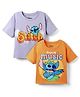 HoneyHap Disney Single Jersey Knit Drop Shoulder Half Sleeves T-Shirts with Lilo & Stitch Graphics Pack of 2 - Lavender & Orange