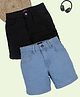 Kiddopanti Pack Of 2 Solid Shorts - Black & Light Blue