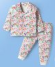 Babyoye 100% Cotton Knit Full Sleeves Printed Co-Ord Night Suit - White