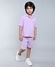Taffykids Half Sleeves Checked Coordinating Shirt & Shorts Set - Lilac