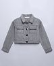 Taffykids Cotton Twill Full Sleeves Textured Crop Jacket - Black & White