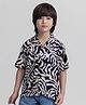 Taffykids Cotton Half Sleeves Abstract Printed Oversized Shirt - Black & Beige