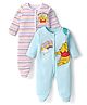 Babyhug Disney Interlock Knit Full Sleeves Footed Sleepsuits With Winnie The Pooh Graphics Pack Of 2 - Light Blue