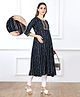 Bella Mama Woven Three Fourth Sleeves Printed Maternity Kurta With  Embroidered Yoke & Pocket - Navy Blue