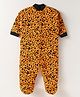Kidi Wav Cotton Knit Full Sleeves Hearts Printed Sleepsuit - Orange