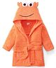 Babyhug Velour Knit Full Sleeves Bath Robe With Lobster Embroidery - Orange