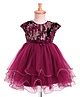 Babyhug Woven Cap Sleeveless Fit & Flare Party Frock with Sequin Detailing - Wine