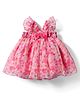 Babyhug Woven Sleeveless A Line Party Frock with Bow Detailing Floral Print - Pink