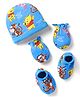 Babyhug Interlock Knit Caps Mittens & Booties Set With Winnie The Pooh Print  Blue - Diameter 10