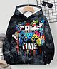 Bolly Lounge Cotton Full Sleeves Joystick & Typoography Printed Hooded Sweatshirt - Black