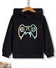 Bolly Lounge Cotton Full Sleeves Gaming Console Printed Hooded Sweatshirt - Black