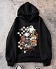Bolly Lounge Cotton Full Sleeves Ghost & Skeleton Printed Hooded Sweatshirt - Black