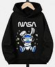 Bolly Lounge Cotton Full Sleeves Nasa Text Printed Hooded Sweatshirt - Black