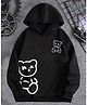 Bolly Lounge Cotton Full Sleeves Teddy Bear Printed Hooded Sweatshirt - Black