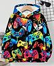 Bolly Lounge Cotton Full Sleeves Video Game Controller Printed Hooded Sweatshirt - Black