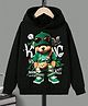Bolly Lounge Cotton Full Sleeves Teddy Bear Printed Hooded Sweatshirt - Black