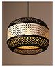 HABEREINDIA Hanging Lights for Living Room | Lamp Shades for Living Room | Hanging Lights for Bedroom | Ceiling Lights for Hall - Bamboo, Cylindrical (D31×H22Cm) - Black