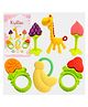 Kritiu Baby Silicone Fruit & Giraffe Shape Teether Combo Pack Of 6 - Multicolor