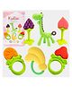 Kritiu Baby Silicone Fruit & Giraffe Shape Teether Combo Pack Of 6 - Multicolor