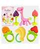 Kritiu Baby Silicone Fruit & Giraffe Shape Teether Combo Pack Of 6 - Multicolor