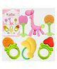Kritiu Baby Silicone Fruit & Giraffe Shape Teether Combo Pack Of 6 - Multicolor