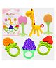 Kritiu Baby Silicone Fruit & Giraffe Shape Teether Combo Pack Of 6 - Multicolor