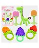 Kritiu Baby Silicone Fruit & Giraffe Shape Teether Combo Pack Of 6 - Multicolor