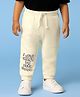 Babyoye 100% Cotton Knit Full Length Text Print Lounge Pants - Beige