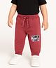 Babyoye Eco Conscious 100% Cotton Knit Full Length Lounge Pant with Text Print - Red