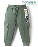 Babyoye Eco Conscious 100% Cotton Knit Full Length Lounge Pant with Pocket Detailing & Skating Print - Olive Green