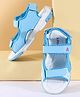 Pine Kids Sandals with Velcro Closure Glitter Heart & Butterfly Print-Light Blue