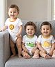 Kookie Kids Interlock Knit Half Sleeves Animal Printed & Embroidered Onesies Pack of 3 - White